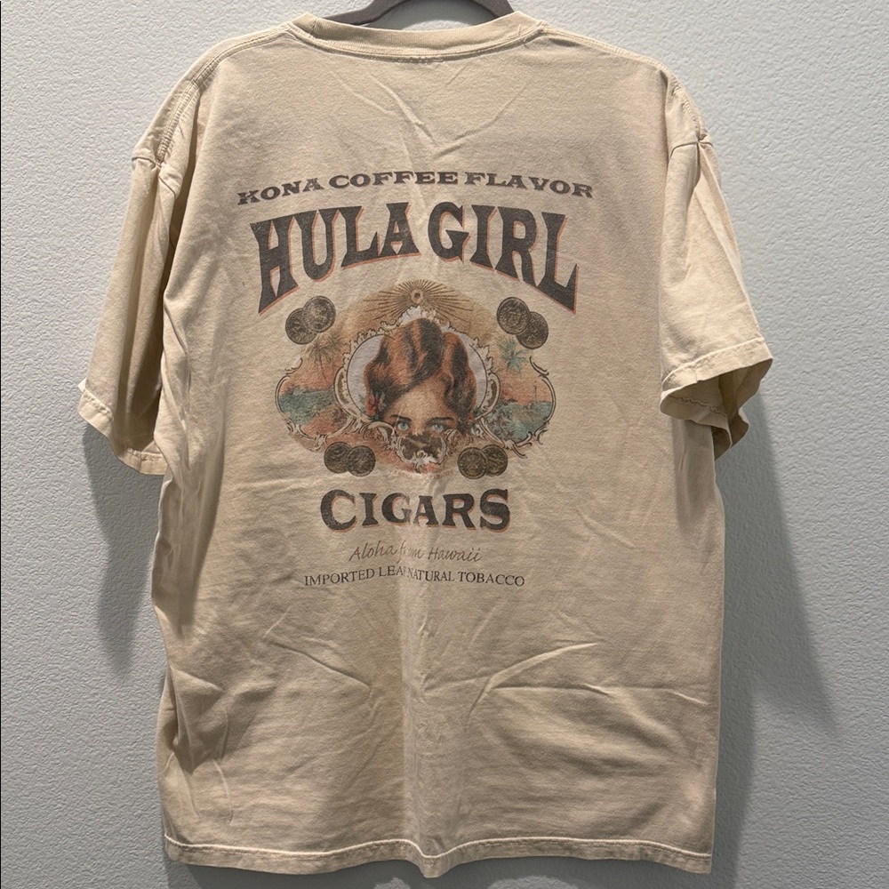 Hula Girl Graphic Beige T-Shirt